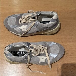 Golden Goose Gray and White Dad-Star Sneakers